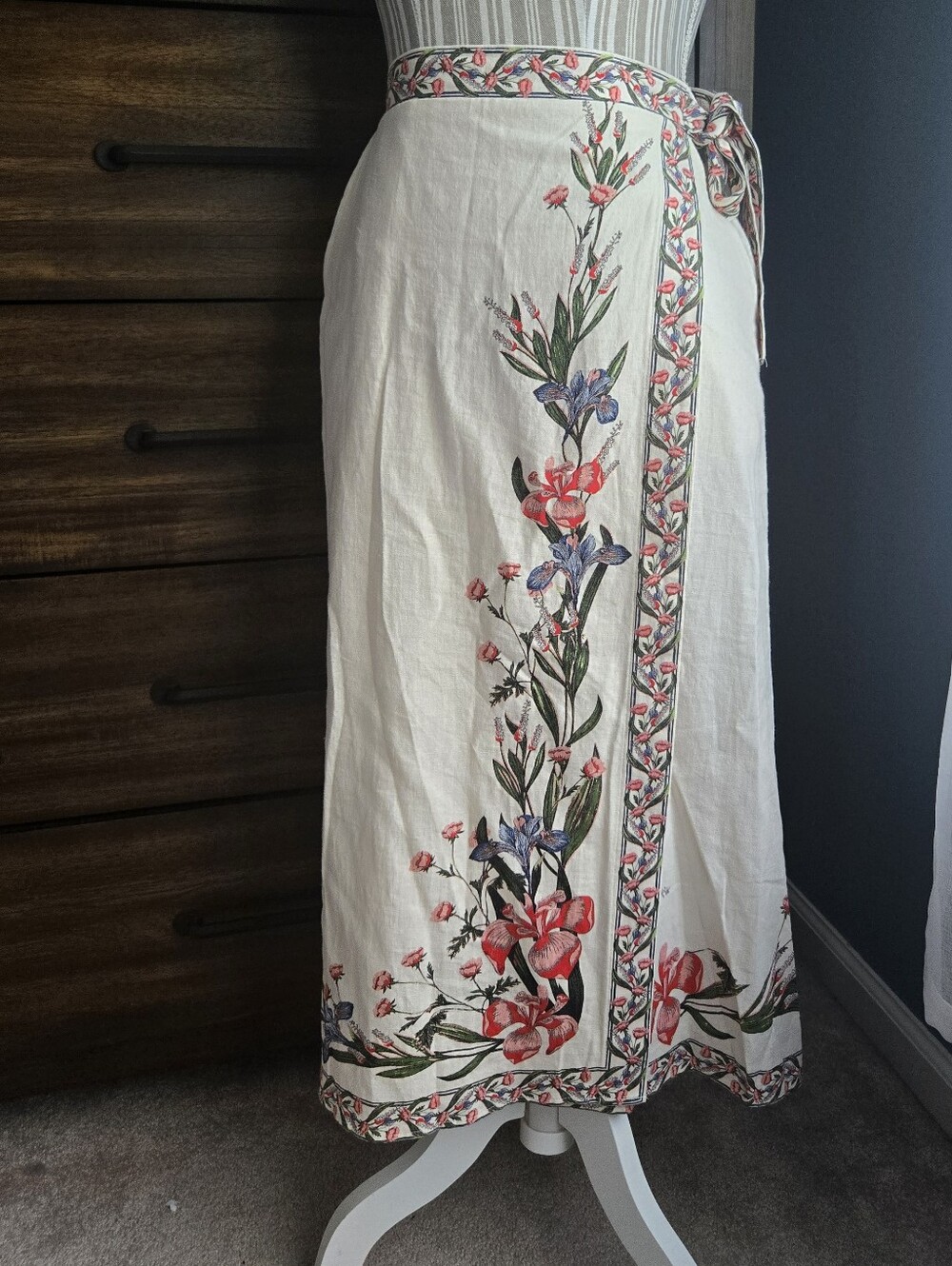 Wrap Skirt with Pink & Blue Blooms